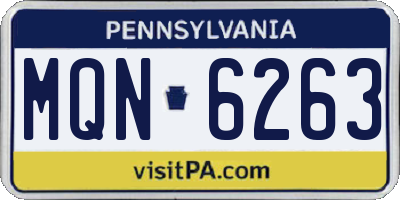 PA license plate MQN6263