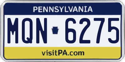 PA license plate MQN6275