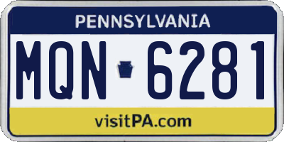 PA license plate MQN6281