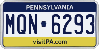 PA license plate MQN6293