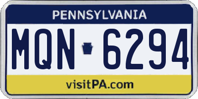 PA license plate MQN6294