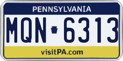 PA license plate MQN6313
