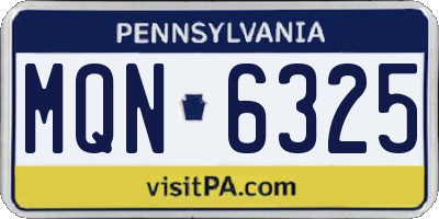 PA license plate MQN6325
