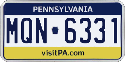 PA license plate MQN6331