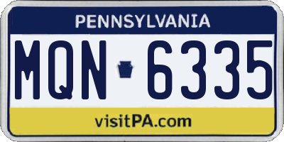 PA license plate MQN6335