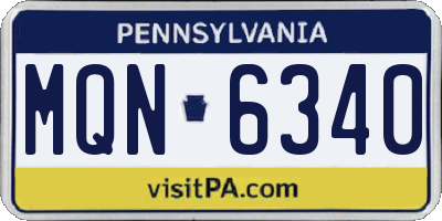PA license plate MQN6340