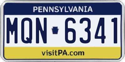 PA license plate MQN6341