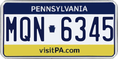 PA license plate MQN6345