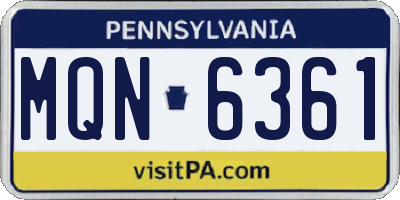 PA license plate MQN6361