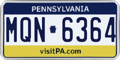 PA license plate MQN6364