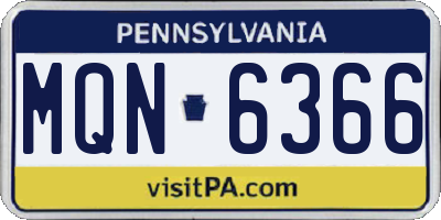 PA license plate MQN6366