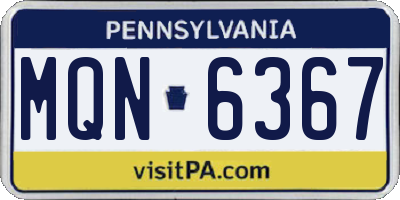 PA license plate MQN6367
