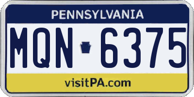 PA license plate MQN6375