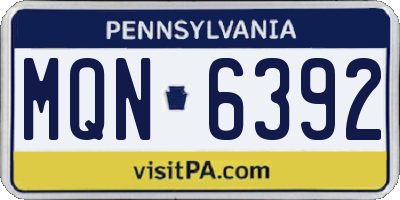 PA license plate MQN6392