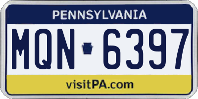 PA license plate MQN6397