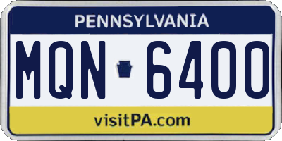 PA license plate MQN6400