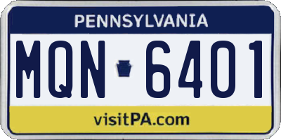 PA license plate MQN6401