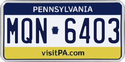 PA license plate MQN6403