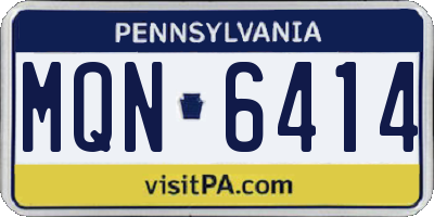 PA license plate MQN6414