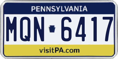 PA license plate MQN6417