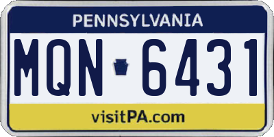 PA license plate MQN6431