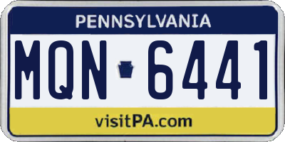 PA license plate MQN6441