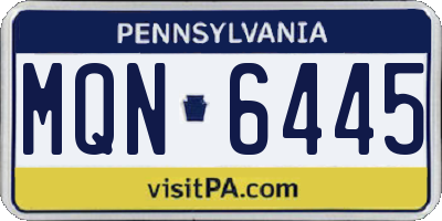 PA license plate MQN6445