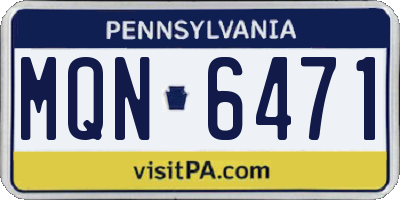 PA license plate MQN6471