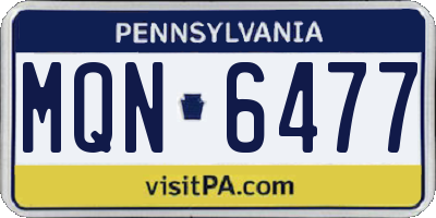 PA license plate MQN6477