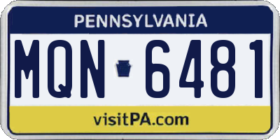 PA license plate MQN6481