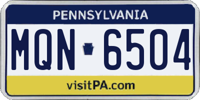 PA license plate MQN6504