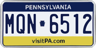 PA license plate MQN6512
