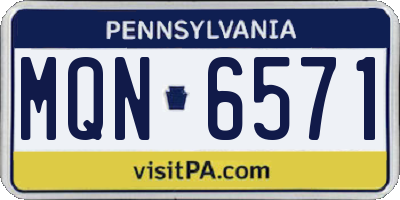 PA license plate MQN6571