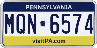 PA license plate MQN6574