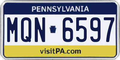 PA license plate MQN6597