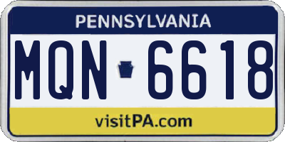 PA license plate MQN6618