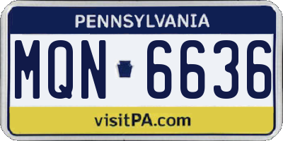 PA license plate MQN6636