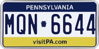 PA license plate MQN6644