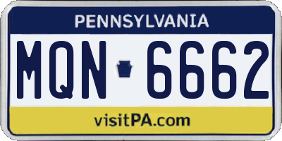 PA license plate MQN6662