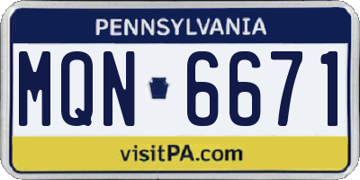 PA license plate MQN6671