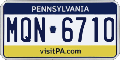 PA license plate MQN6710
