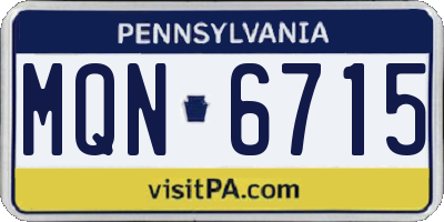 PA license plate MQN6715