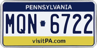 PA license plate MQN6722