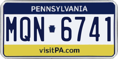 PA license plate MQN6741
