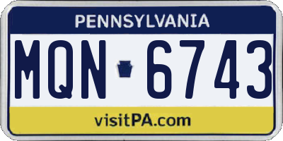 PA license plate MQN6743
