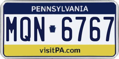 PA license plate MQN6767