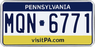 PA license plate MQN6771