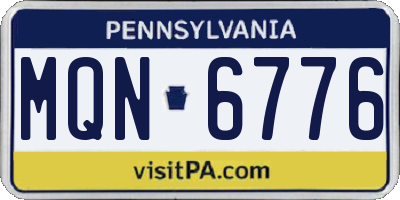 PA license plate MQN6776