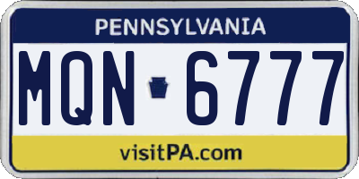 PA license plate MQN6777