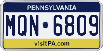 PA license plate MQN6809